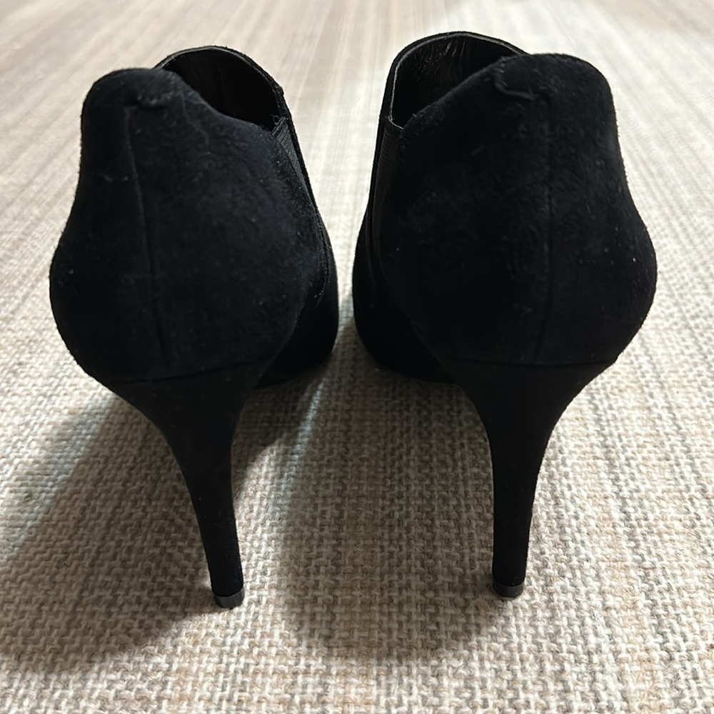 Black Suede Heeled Booties - Picture 5 of 6